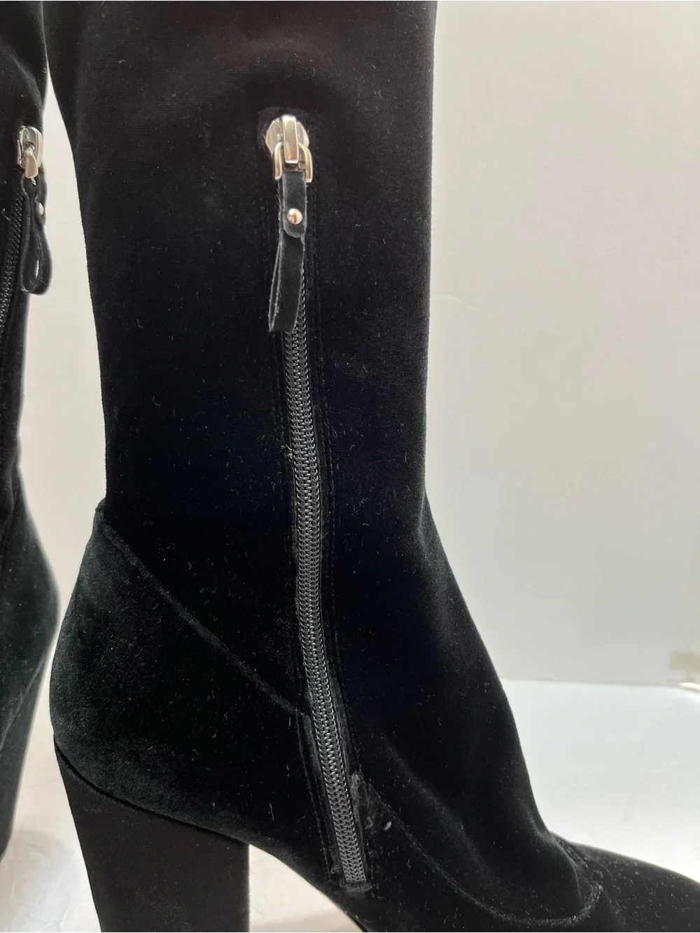 DEIMILLE Italy Black Velvet Knee High Boots Block Heel EU 40 US  9.5  NWOB